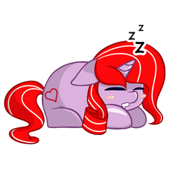 Size: 700x700 | Tagged: safe, artist:sweeteater, oc, oc:acey, pony, unicorn, blush sticker, blushing, cute, onomatopoeia, simple background, sleeping, solo, sound effects, transparent background, ych result, zzz