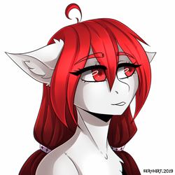 Size: 1300x1300 | Tagged: safe, artist:serodart, oc, anthro, cute, ear fluff, female, red eyes, solo