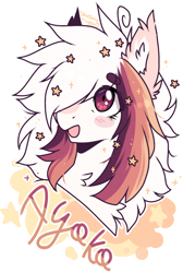 Size: 822x1224 | Tagged: safe, artist:tenebristayga, oc, oc:ayaka, pony, alternate design, blushing, bust, chest fluff, ear fluff, female, hair over eyes, hair over one eye, mare, ponified, stars