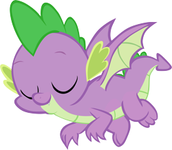 Size: 6914x6031 | Tagged: safe, artist:memnoch, spike, dragon, eyes closed, fangs, flying, male, simple background, smiling, solo, transparent background, vector, winged spike