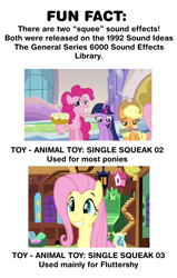 Size: 800x1255 | Tagged: safe, derpibooru import, applejack, fluttershy, pinkie pie, twilight sparkle, earth pony, pegasus, pony, hub logo, hubble, random fact, sound effects, the hub, trivia