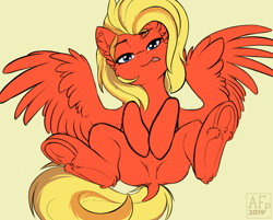 Size: 3959x3177 | Tagged: safe, alternate version, artist:airfly-pony, oc, oc only, oc:donya, pegasus, pony, featureless crotch, female, looking at you, rcf community, solo