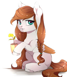 Size: 2600x3000 | Tagged: safe, artist:miltysha, oc, oc:scarlett drop, pegasus, pony, female, flower, solo