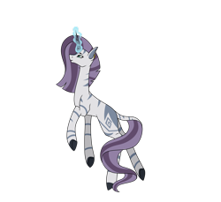 Size: 6803x6236 | Tagged: safe, artist:moonlight0shadow0, oc, oc only, oc:jasmine teff, hybrid, zebra, zebracorn, zony, ear piercing, earring, female, glowing horn, horn, icey-verse, interspecies offspring, jewelry, magical lesbian spawn, mare, offspring, parent:rarity, parent:zecora, parents:raricora, piercing, simple background, solo, transparent background