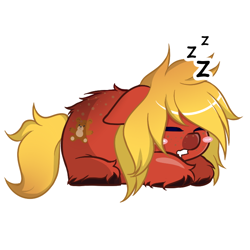 Size: 700x700 | Tagged: safe, artist:sweeteater, oc, oc:peach 'peaches' fuzz, pony, cute, onomatopoeia, sleeping, solo, sound effects, ych result, zzz