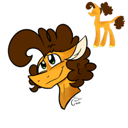 Size: 2048x2048 | Tagged: safe, artist:summer-cascades, cheese sandwich, earth pony, pony, alternate design, freckles, ponytail, smiling, solo