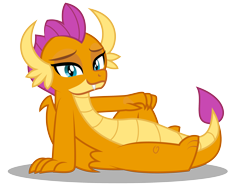 Size: 3008x2364 | Tagged: safe, artist:aleximusprime, smolder, dragon, bedroom eyes, female, flirty, lying down, pose, relaxed, relaxing, smug, solo, wings, wings down