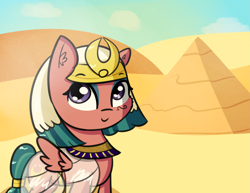 Size: 2279x1762 | Tagged: safe, artist:artiks, somnambula, pegasus, pony, cheek fluff, clothes, cute, desert, ear fluff, female, mare, pyramid, see-through, solo, somnambetes