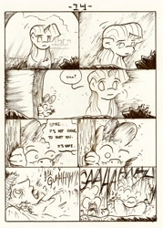 Size: 3750x5250 | Tagged: safe, artist:th3ipodm0n, spike, twilight sparkle, unicorn twilight, dragon, human, unicorn, comic:arrival, comic, faic, teeth, yelling