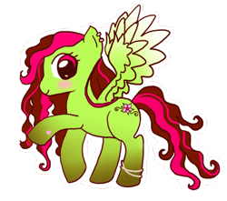 Size: 385x340 | Tagged: safe, artist:eruanna, oc, oc:pixieblossom, pegasus, pony, bracelet, brown, ear piercing, earring, green, jewelry, piercing, pink, solo