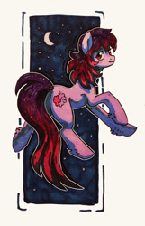 Size: 1235x1920 | Tagged: safe, artist:koviry, oc, oc:share dast, earth pony, pony, moon, solo, stars