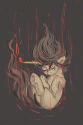 Size: 744x1116 | Tagged: safe, artist:koviry, oc, oc:sandy vain, pony, unicorn, falling, solo