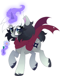 Size: 1024x1291 | Tagged: safe, artist:_spacemonkeyz_, oc, oc:danbakitto, pony, unicorn, female, flower, magic, mare, simple background, solo, transparent background