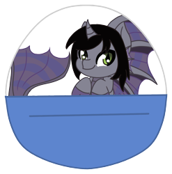 Size: 954x965 | Tagged: safe, artist:sew_adorkable, siren, basket, chibi, commission, cute, fins, fish tail, gacha, horn, kellin quinn, looking at you, male, simple background, sleeping with sirens, slit eyes, smiling, solo, transparent background