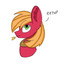 Size: 1378x1378 | Tagged: safe, artist:circuspaparazzi5678, big macintosh, earth pony, pony, bust, eeyup, freckles, male, profile, shading, simple background, solo, speech, stallion, straw in mouth, transparent background