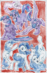 Size: 1237x1920 | Tagged: safe, artist:koviry, derpibooru import, rarity, twilight sparkle, twilight sparkle (alicorn), alicorn, pony, unicorn, duo, female, mare