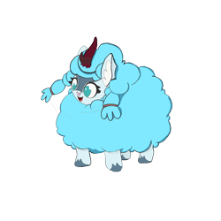 Size: 1538x1538 | Tagged: safe, artist:sshspike, oc, oc:frost flare, kirin, sheep, cute, kirin oc, pigtails, pokémon, simple background, species swap, transparent background, wooloo