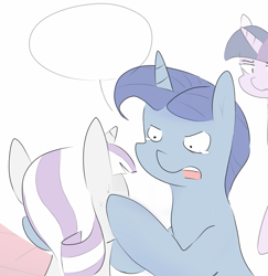 Size: 1401x1444 | Tagged: safe, artist:c0pter, night light, twilight sparkle, twilight velvet, pony, unicorn, exploitable meme, female, male, mare, meme, simple background, speech bubble, stallion, sweat, sweatdrop, white background