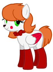 Size: 650x880 | Tagged: safe, artist:circuspaparazzi5678, artist:raini-bases, oc, pegasus, pony, base used, bowtie, circus baby inspiration, clothes, clown, red socks, scarlett, socks, solo, yanderesunnychan