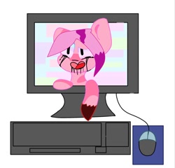 Size: 912x876 | Tagged: safe, artist:abbythegamer, artist:lulu-27, oc, oc only, earth pony, pony, base used, computer, simple background, solo, white background