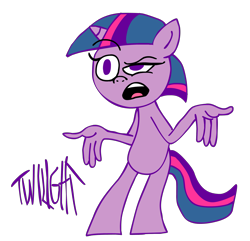 Size: 2332x2250 | Tagged: safe, artist:scobionicle99, twilight sparkle, anthro, unguligrade anthro, female, parody, shrug, simple background, solo, transparent background