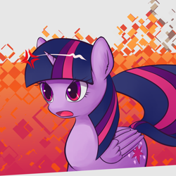 Size: 2000x2000 | Tagged: safe, artist:yunnecora, twilight sparkle, twilight sparkle (alicorn), alicorn, pony, abstract background, angry, cross-popping veins, female, mare, open mouth, solo