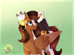 Size: 4300x3200 | Tagged: safe, artist:merienvip, oc, oc only, oc:jilan, bald eagle, bird, eagle, pegasus, pony, female, green background, mare, simple background, solo