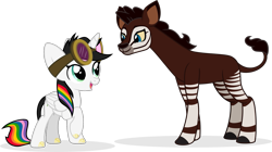 Size: 1193x670 | Tagged: safe, artist:mlp-trailgrazer, oc, oc only, oc:lightning bliss, alicorn, okapi, pony, alicorn oc