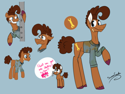 Size: 2048x1536 | Tagged: safe, artist:summer-cascades, oc, oc only, oc:brunost, earth pony, pony, male, next generation, nextgen:summerverse, offspring, parent:cheese sandwich, parent:pinkie pie, parents:cheesepie, stallion