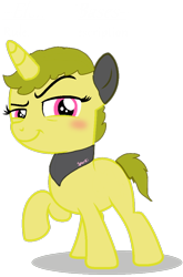 Size: 692x1048 | Tagged: safe, artist:volcanicdash, oc, oc:sparki, pony, unicorn, bandana, base used, child, curly hair, female, filly, raised hoof, simple background, smug, solo, transparent background