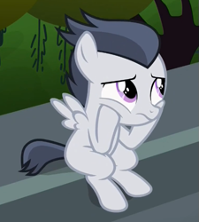 Size: 467x519 | Tagged: safe, screencap, rumble, pegasus, pony, marks and recreation, colt, cropped, male, sitting, solo
