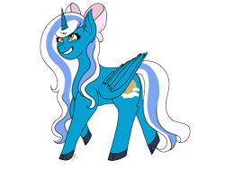 Size: 1024x768 | Tagged: safe, artist:galaxieshalos2004, oc, oc:fleurbelle, alicorn, pony, alicorn oc, bow, female, golden eyes, hair bow, mare