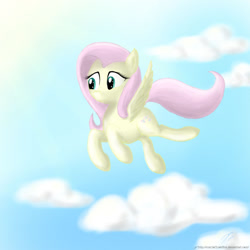 Size: 900x900 | Tagged: safe, artist:rule1of1coldfire, fluttershy, pegasus, pony, cloud, sky, solo