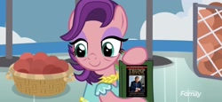 Size: 2899x1330 | Tagged: safe, edit, edited screencap, screencap, spoiled rich, earth pony, pony, a horse shoe-in, bits, book, donald trump, school of friendship, the art of the deal