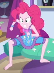 Size: 2100x2852 | Tagged: safe, screencap, pinkie pie, better together, equestria girls, sunset's backstage pass!, barefoot, clothes, cropped, feet, female, pajamas, sleeveless, solo