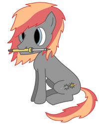Size: 955x1200 | Tagged: safe, artist:mlplayer dudez, oc, oc only, oc:solder point, earth pony, pony, 2020 community collab, derpibooru community collaboration, digital art, male, mouth hold, simple background, sitting, soldering iron, solo, stallion, transparent background