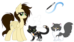 Size: 1600x919 | Tagged: safe, artist:crystal-tranquility, oc, oc:toni, cat, pegasus, pony, amputee, bandage, deviantart watermark, female, mare, missing limb, obtrusive watermark, simple background, solo, stump, transparent background, watermark
