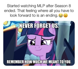 Size: 710x629 | Tagged: safe, edit, edited screencap, screencap, twilight sparkle, twilight sparkle (alicorn), alicorn, pony, the beginning of the end, bronybait, crying, emoji, end of ponies, feels, female, impact font, mare, meme, positive ponies, sad, solo