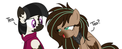 Size: 1280x514 | Tagged: safe, artist:mintoria, oc, oc only, oc:chocolate chip (chickhen), oc:mint, pegasus, pony, clothes, female, hoodie, mare, simple background, transparent background