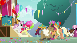 Size: 1920x1080 | Tagged: safe, screencap, apple bloom, cheerilee, liza doolots, mane allgood, petunia, pipsqueak, scootaloo, snails, snap shutter, snips, sweetie belle, tootsie flute, pony, the last crusade, cutie mark crusaders, hug