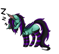 Size: 1173x1080 | Tagged: safe, artist:lost mystery, oc, oc only, oc:mintybatty, bat pony, pony, bat pony oc, clothes, simple background, sleeping, socks, solo, striped socks, transparent background