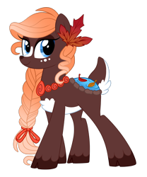 Size: 1110x1337 | Tagged: safe, artist:crystal-tranquility, oc, oc only, deer pony, original species, pond pony, pony, braid, cloven hooves, female, simple background, solo, transparent background