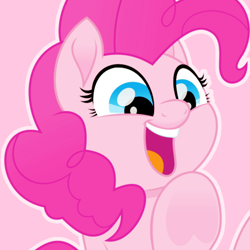 Size: 500x500 | Tagged: safe, artist:reapir, pinkie pie, earth pony, pony, my little pony: the movie, bust, female, mare, movie accurate, open mouth, smiling, solo, underhoof