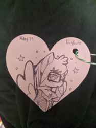 Size: 2429x3238 | Tagged: safe, artist:appledew, pegasus, pony, glasses, irl, male, mikey way, my chemical romance, photo, plushie tag, ponified, solo, stallion, traditional art