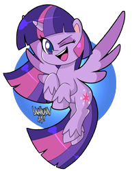 Size: 2700x3500 | Tagged: safe, artist:danmakuman, twilight sparkle, twilight sparkle (alicorn), alicorn, pony, my little pony: pony life, female, mare, one eye closed, open mouth, simple background, transparent background, unshorn fetlocks, wink