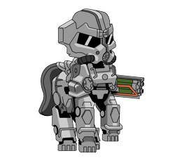 Size: 800x720 | Tagged: safe, artist:ivyredmond, oc, oc only, earth pony, pony, fallout equestria, armor, fanfic, fanfic art, gun, hooves, laser rifle, power armor, simple background, solo, steel ranger, transparent background, weapon