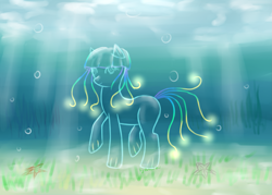 Size: 1671x1196 | Tagged: safe, artist:0okami-0ni, jellyfish, pony, ocean, ponified, solo