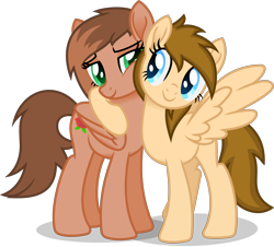 Size: 2676x2420 | Tagged: safe, artist:peahead, oc, oc only, oc:kathrine, oc:stellar winds, pegasus, pony, blue eyes, duo, duo female, female, high res, hug, mare, simple background, smiling, transparent background, vector