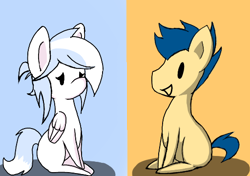 Size: 512x360 | Tagged: safe, alternate version, artist:shadowkixx, oc, oc only, oc:sugar cloud, oc:sunray smiles, earth pony, pegasus, pony, ask, ask sunray smiles, chibi, female, male, mare, stallion, tumblr