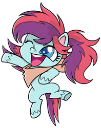 Size: 642x815 | Tagged: safe, artist:prince-lionel, oc, oc:taffy swirl, earth pony, pony, my little pony: pony life, cute, jumping, neckerchief, one eye closed, simple background, transparent background